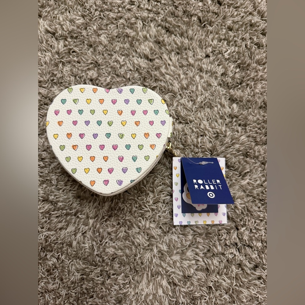 Roller Rabbit White Heart Crossbody with Multicolor Heart Print